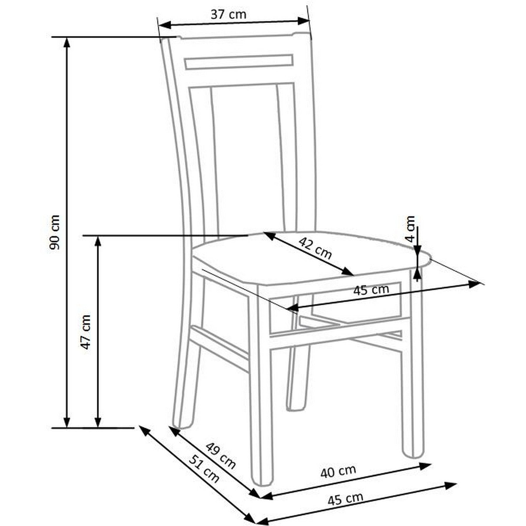 Scaun tapitat Hubert 8, gri, 45X51X90 CM.
