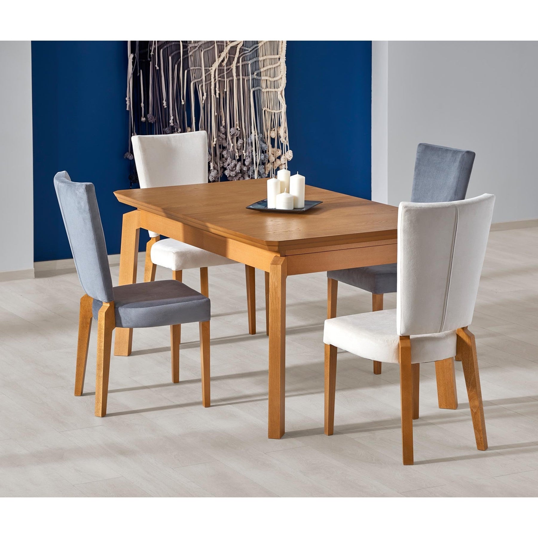 Scaun tapitat cu stofa catifelata Rois, 58X43X94 CM