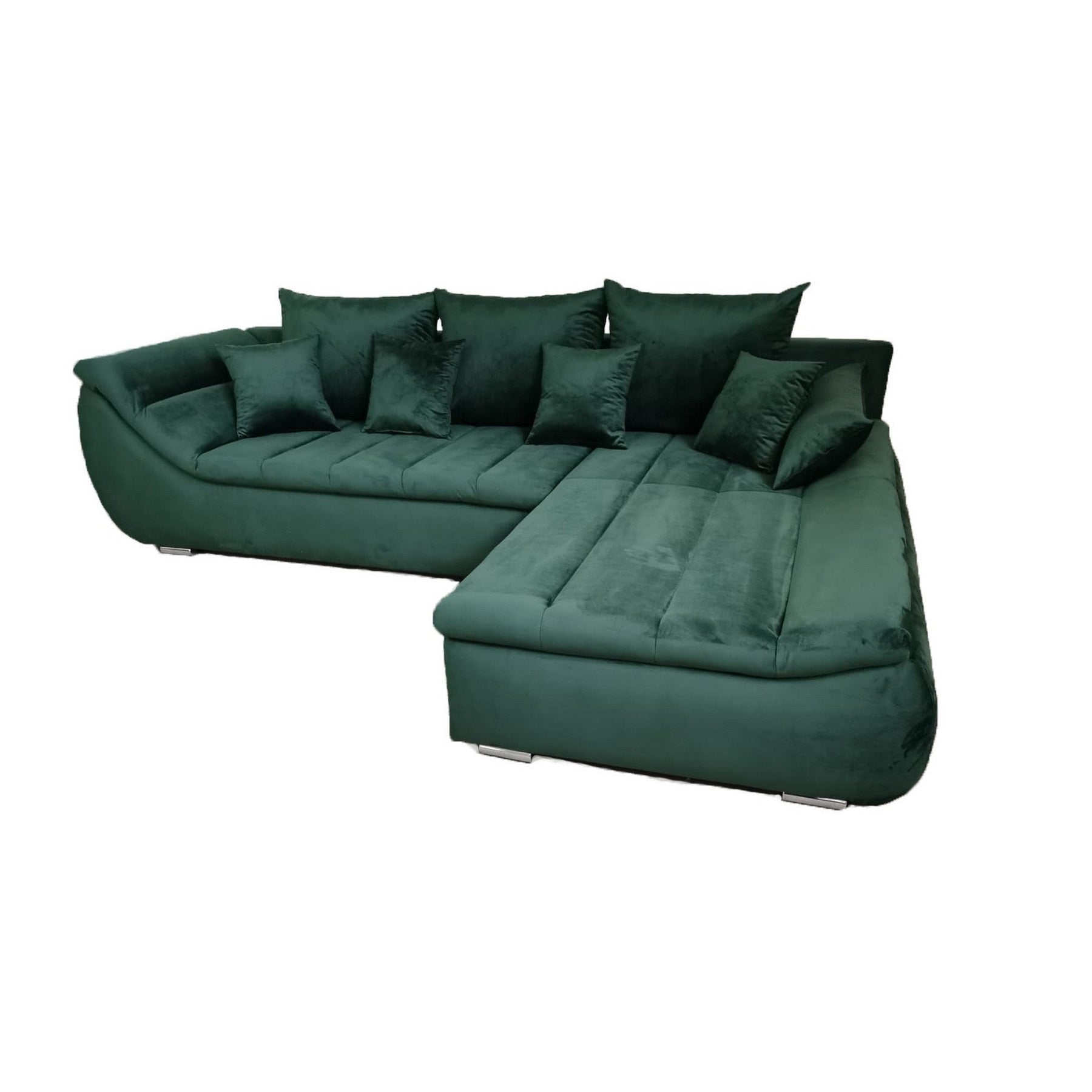 Coltar extensibil ROSARIO - OANA, stofa catifelata verde, 300X200X76 CM