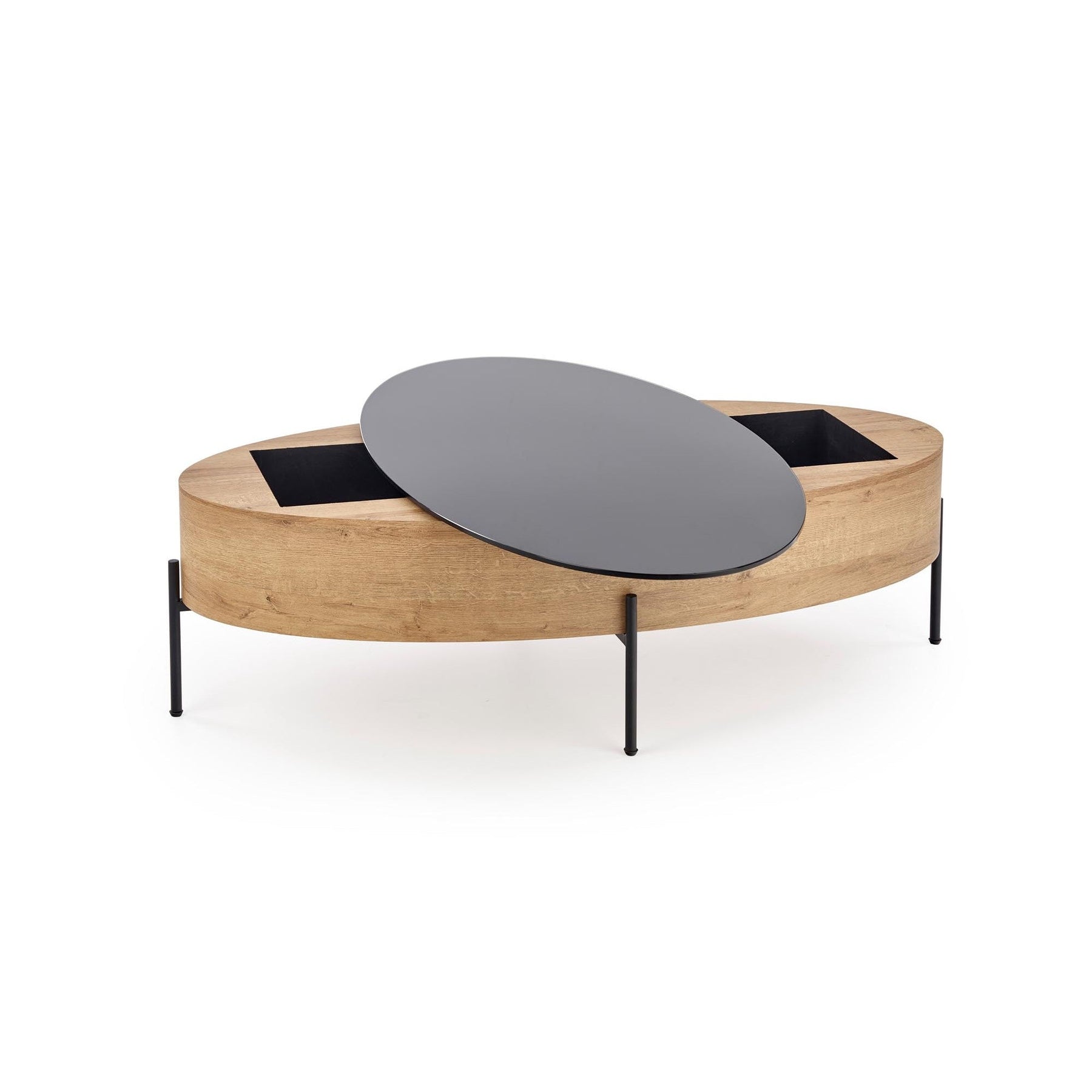 Masuta de cafea ZENGA stejar auriu/negru, 120x60x37 cm