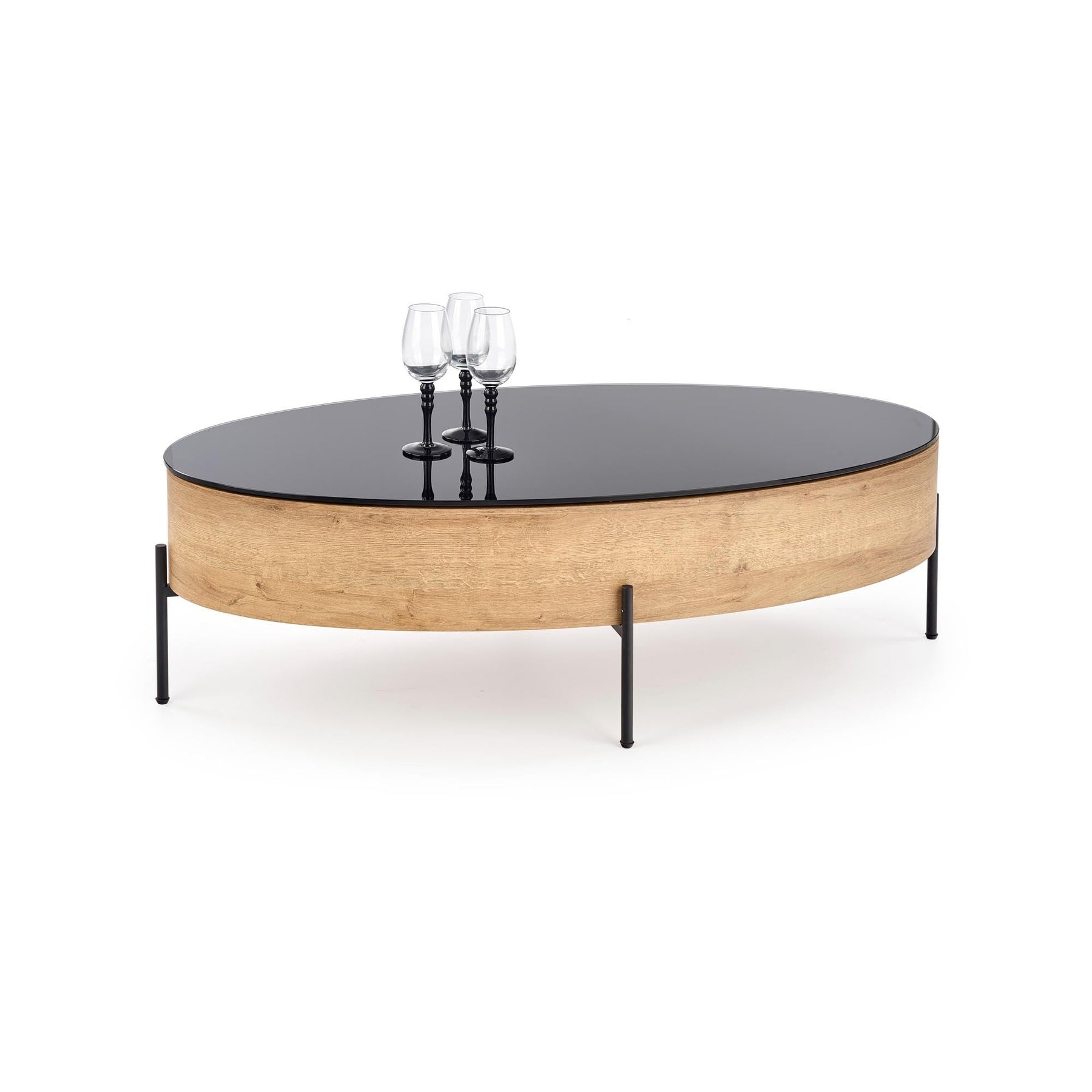 Masuta de cafea ZENGA stejar auriu/negru, 120x60x37 cm