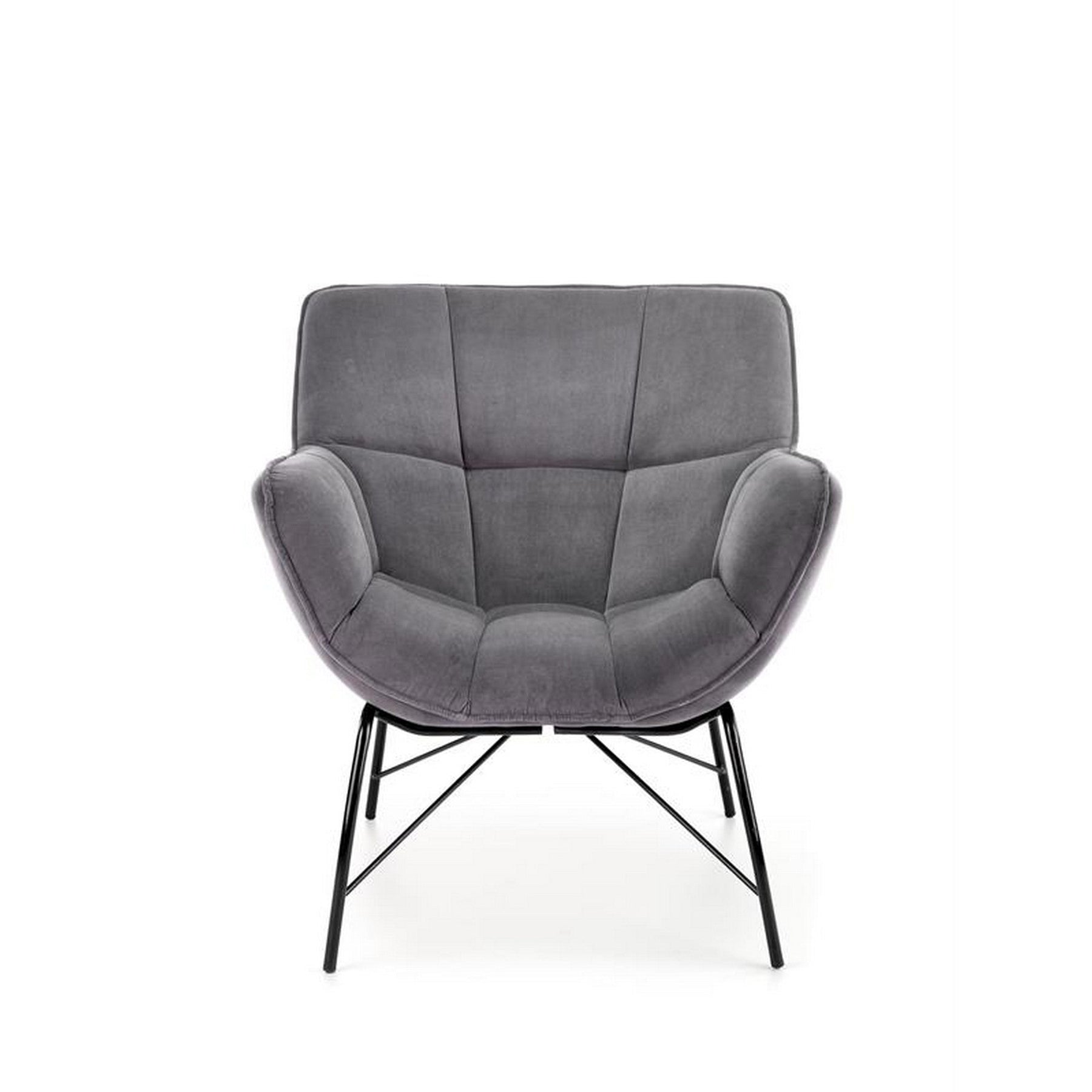 Fotoliu modern Belton, catifea gri, 74x73x78 cm