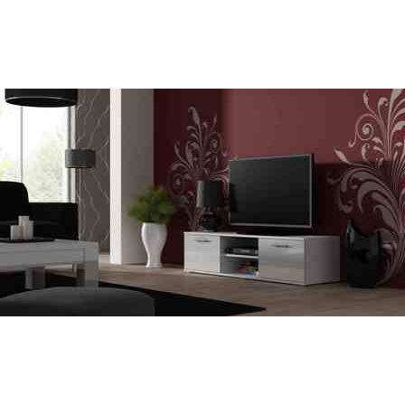 Comode Soho RTV, alb lucios, 140x43x37 cm