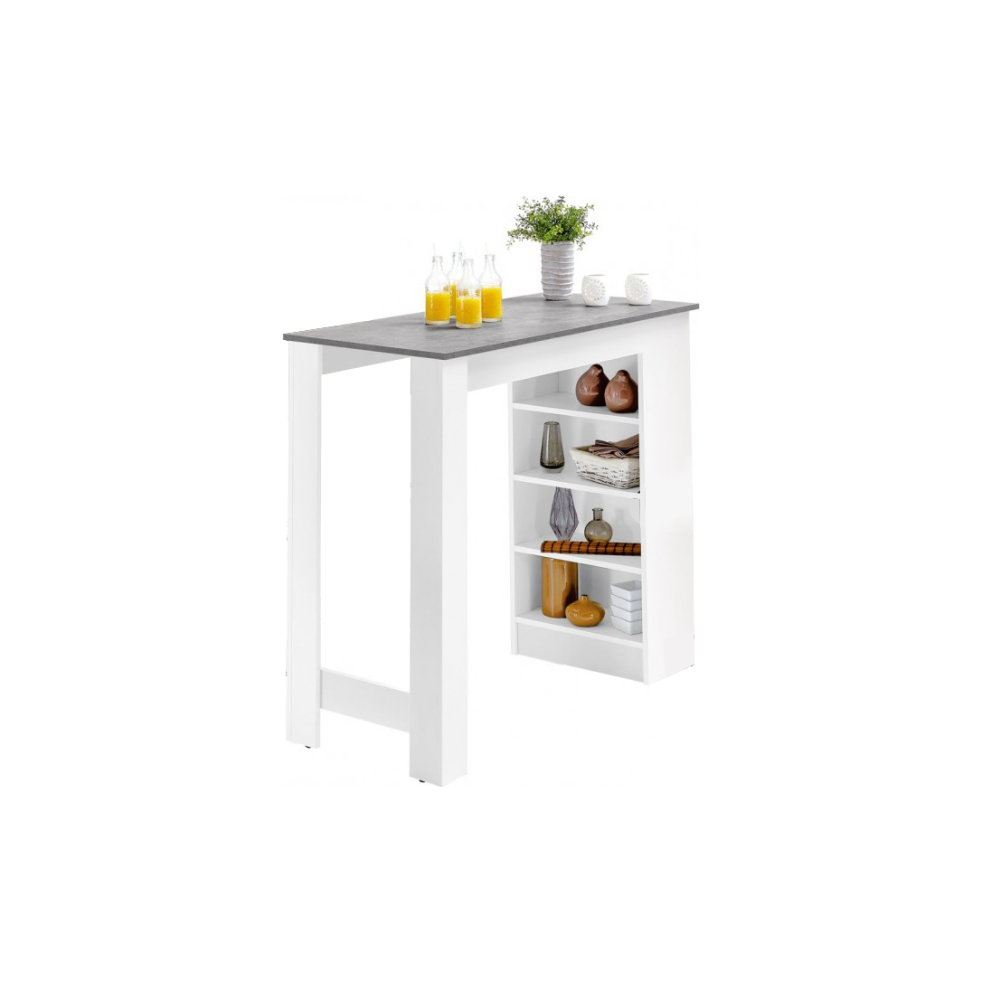 Masa bar alb cu beton MOJITO, 115x50x103 cm