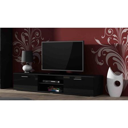 Comoda TV cu 2 usi si 2 spatii depozitare Soho RTV, negru, 180x43x37 cm