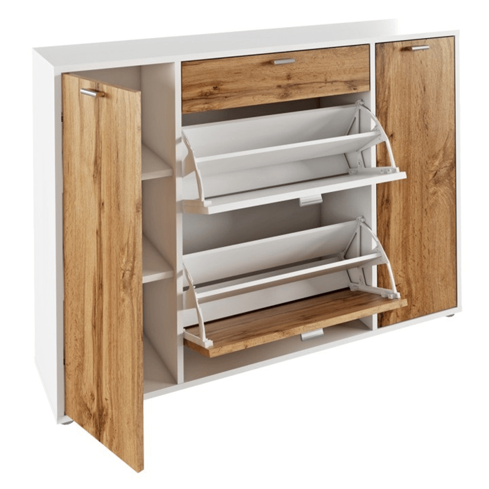 Pantofar hol ANABELA, alb/stejar wotan, 120x28x85 cm.