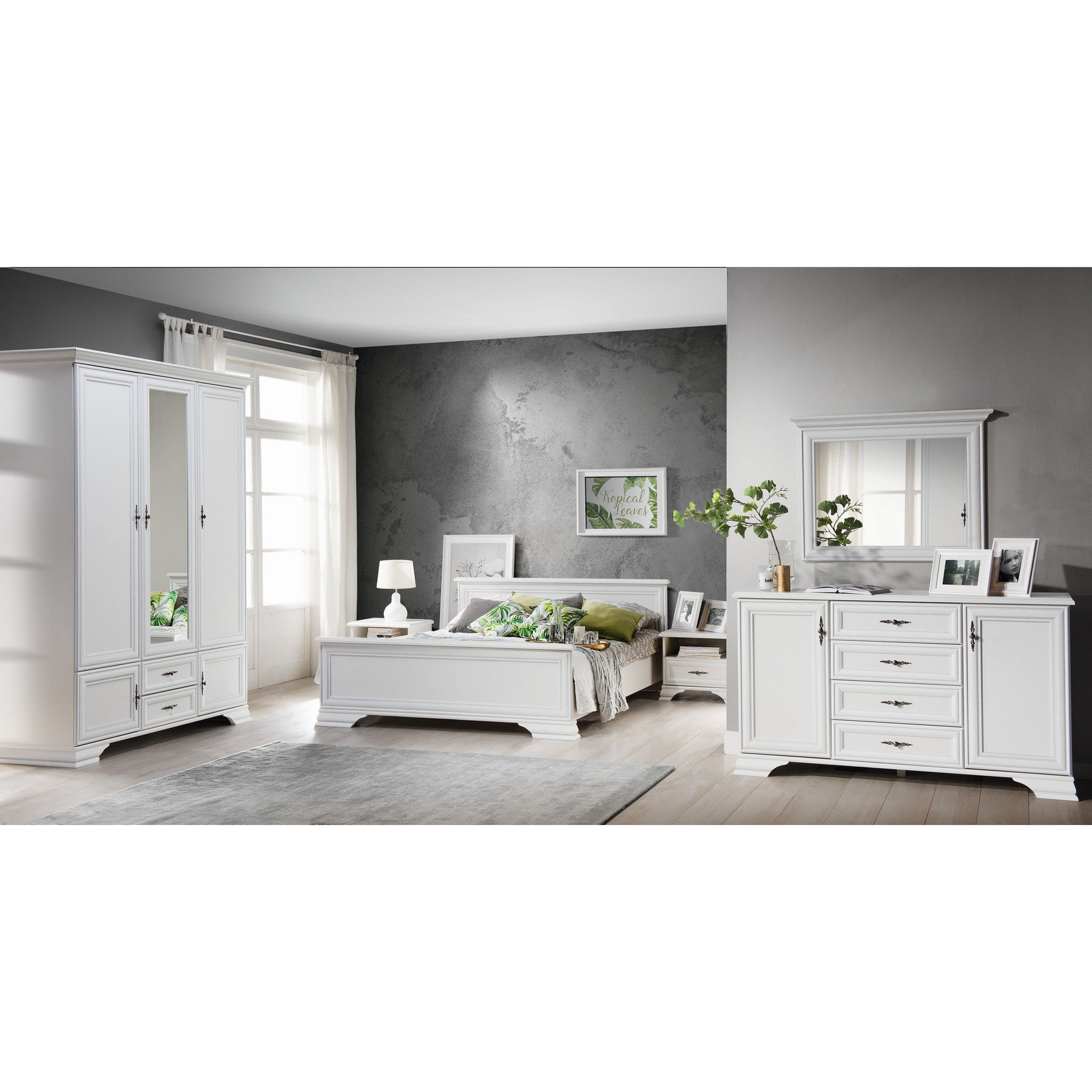Oglinda decorativa Idento, alba, 99x6.5x76 cm