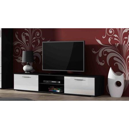 Comoda TV cu 2 usi si 2 spatii depozitare Soho RTV, negru/alb, 180x43x37 cm