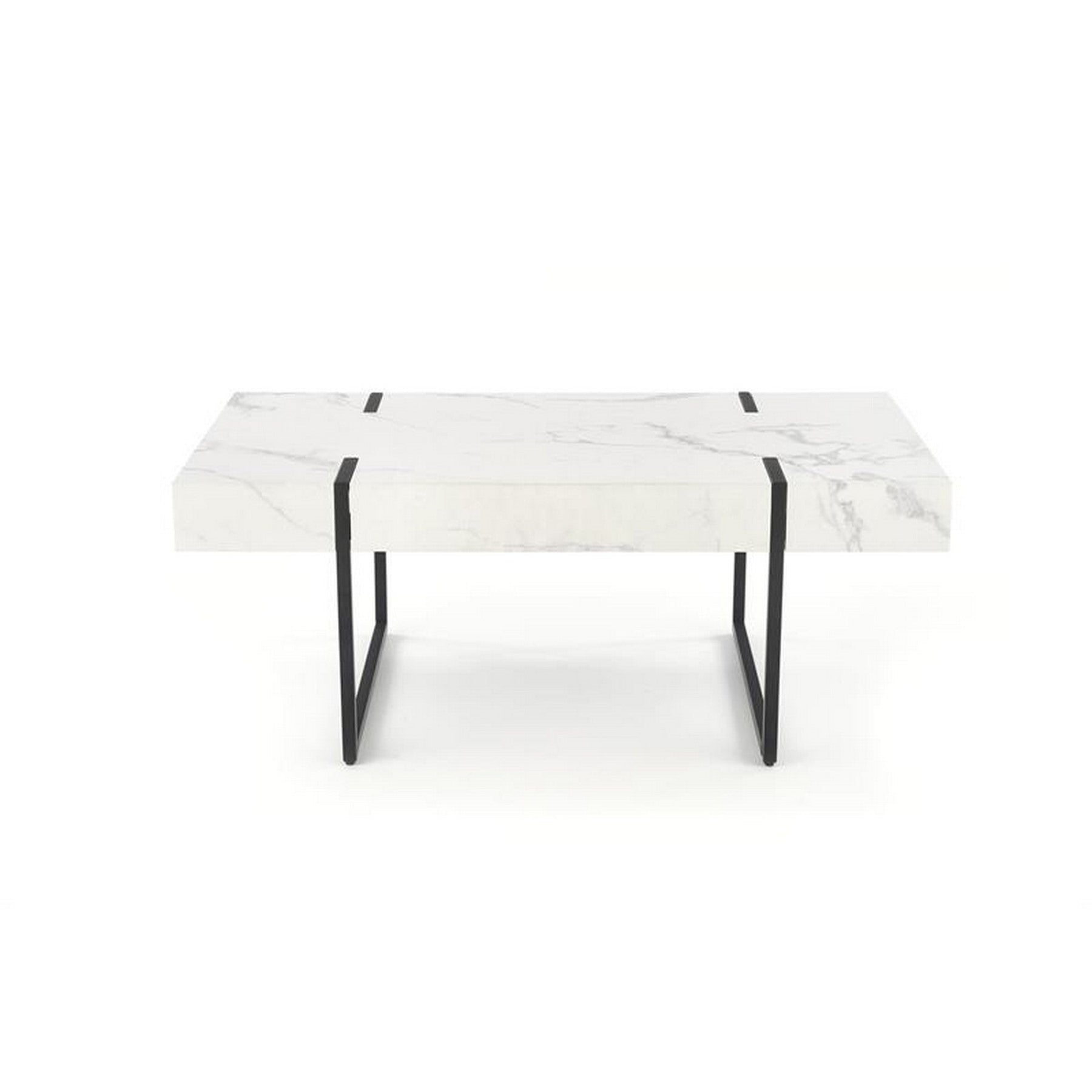 Masuta cafea Blanca, marmura alba/negru, 110x60x43 cm