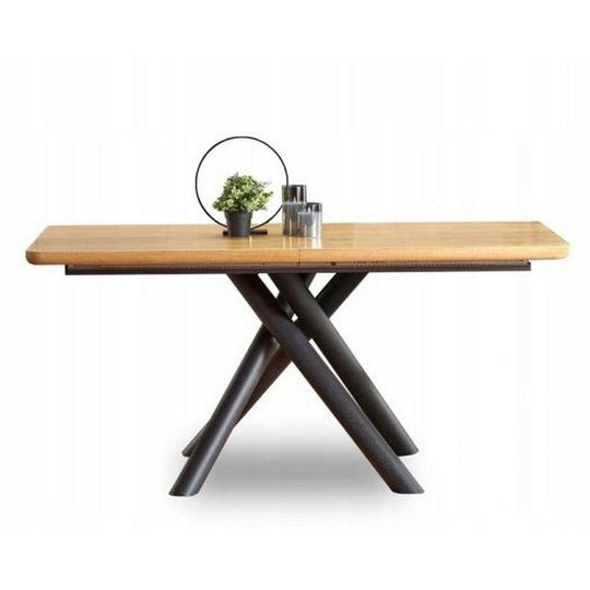 Masa extensibila DERRICK, stejar natural/negru, 160/200x90x75 cm