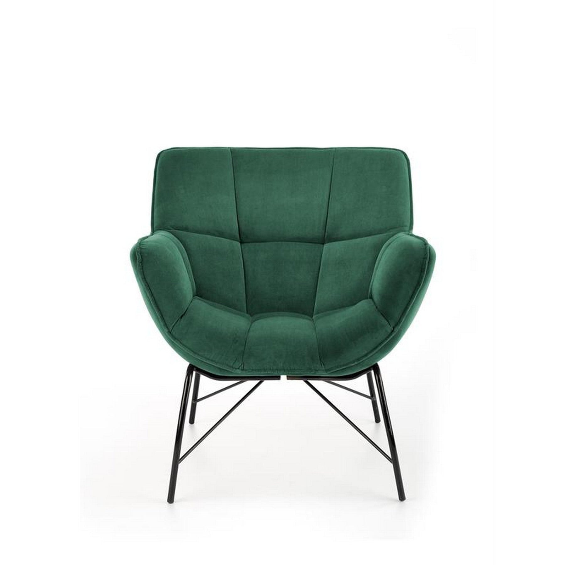 Fotoliu modern Belton, catifea verde, 74x73x78 cm