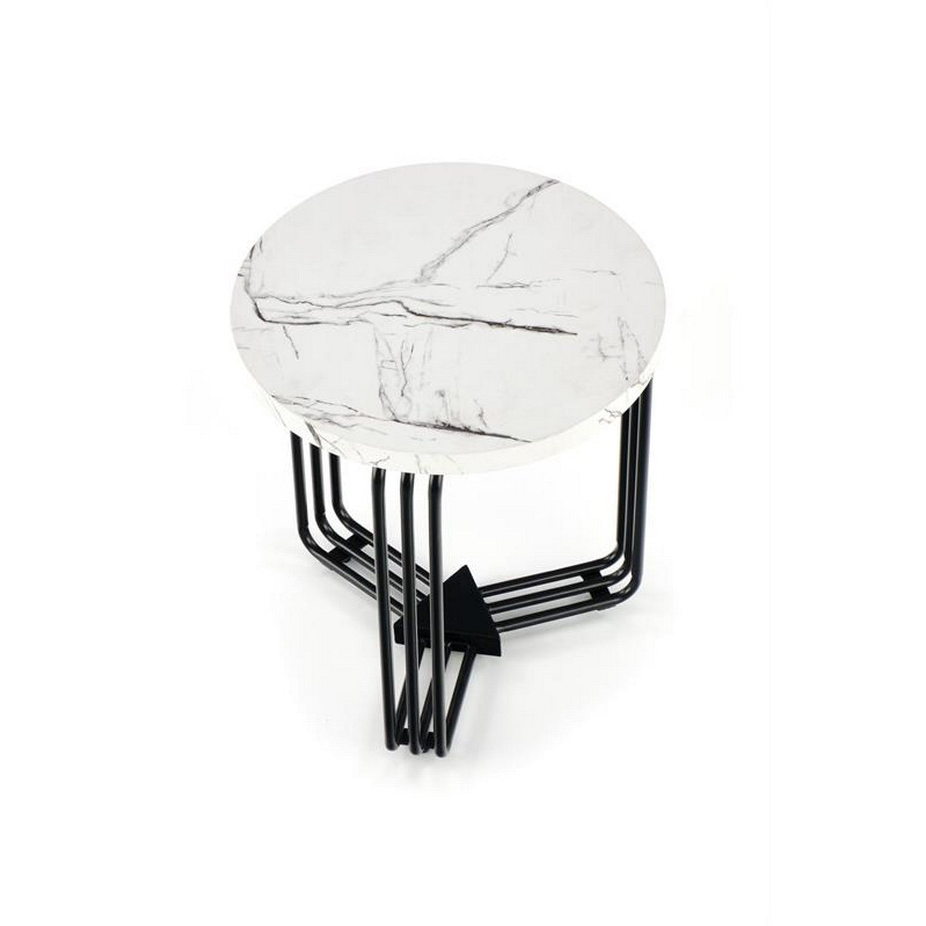 Masuta cafea rotunda Antica S, marmura alba/negru, 40x45cm