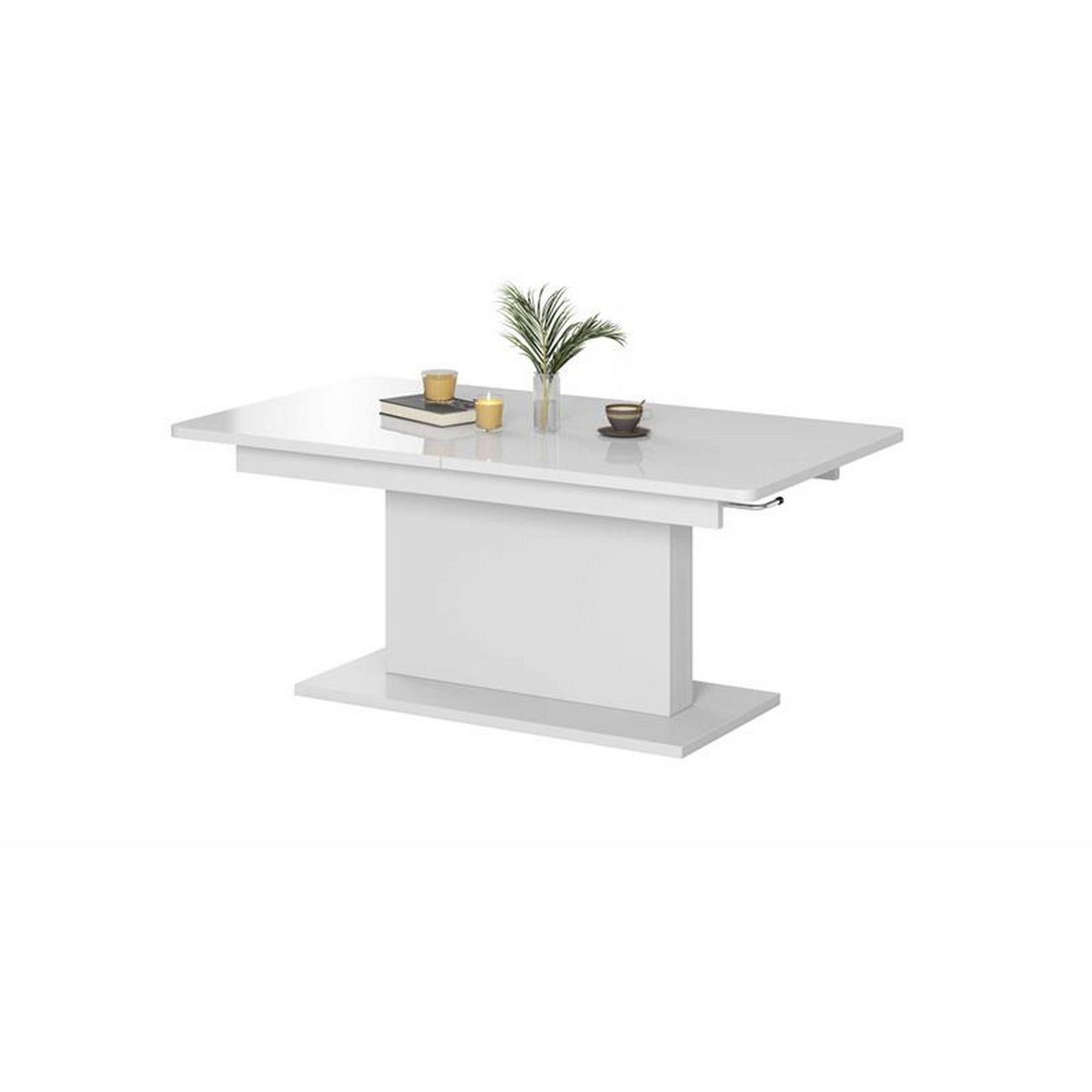 Masa extensibila BUSETTI, alb mat, reglare pe inaltime si lungime, 126/167x70x56/74 cm