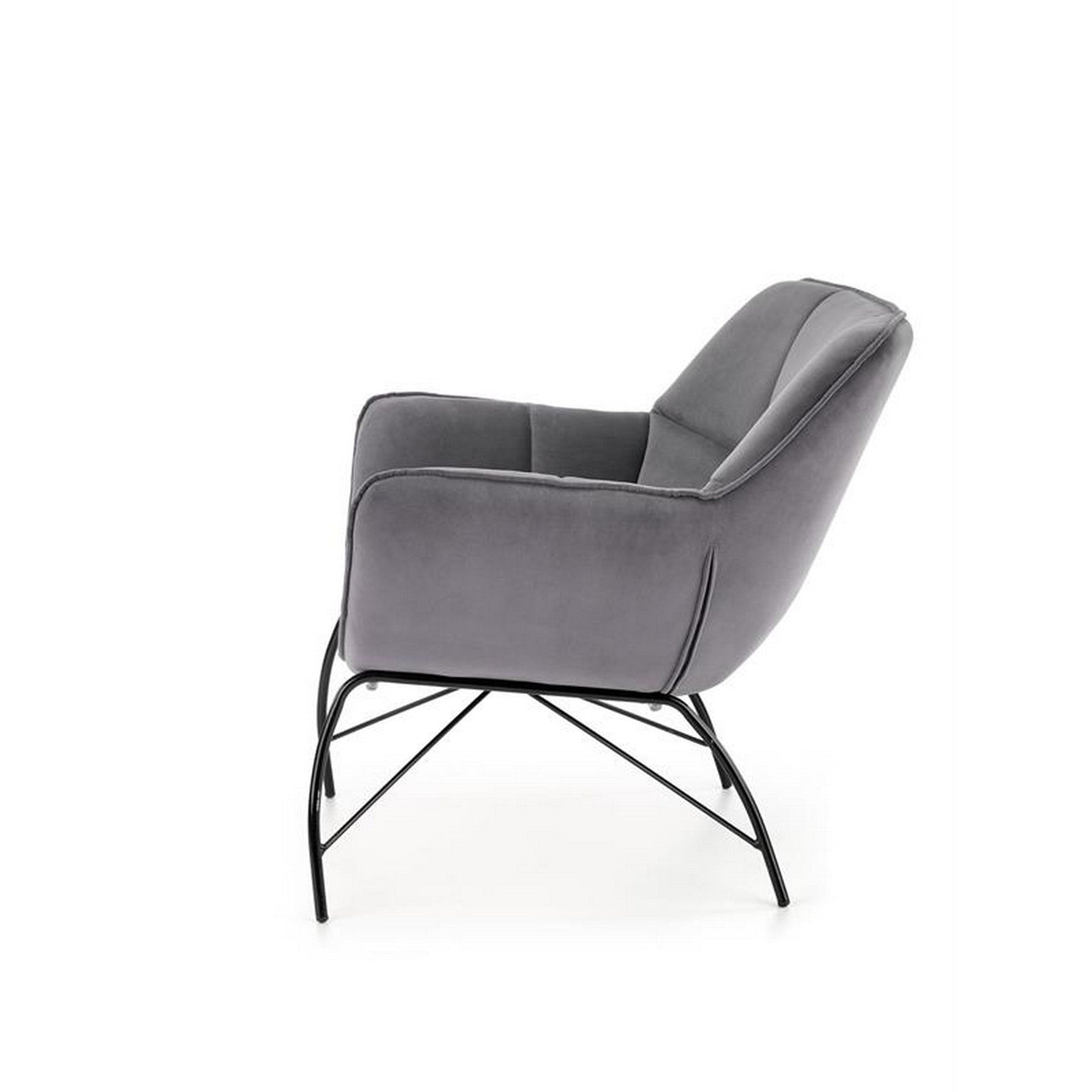 Fotoliu modern Belton, catifea gri, 74x73x78 cm