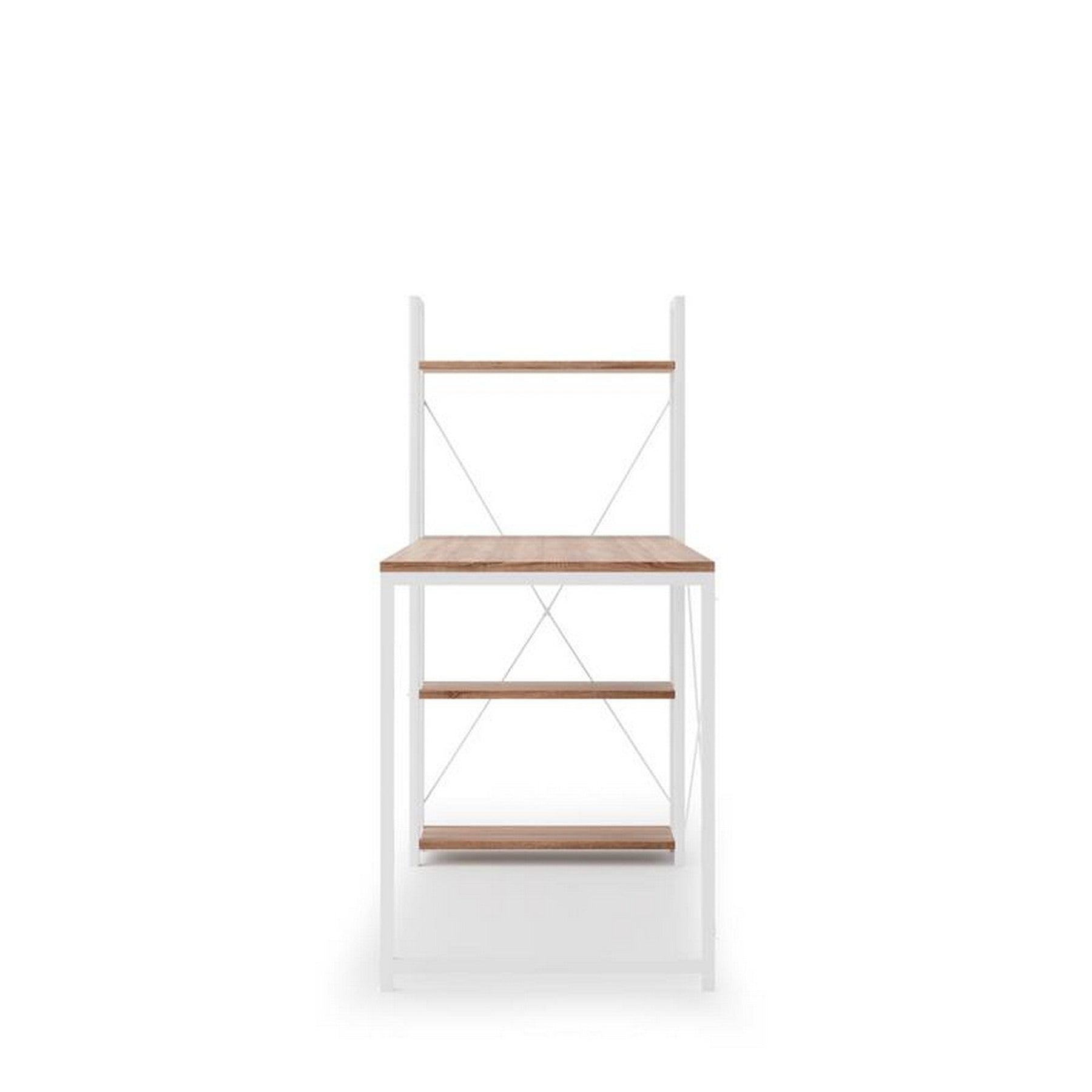 Birou cu rafturi NARVIK B1, alb/stejar sonoma, 120x64x120 cm