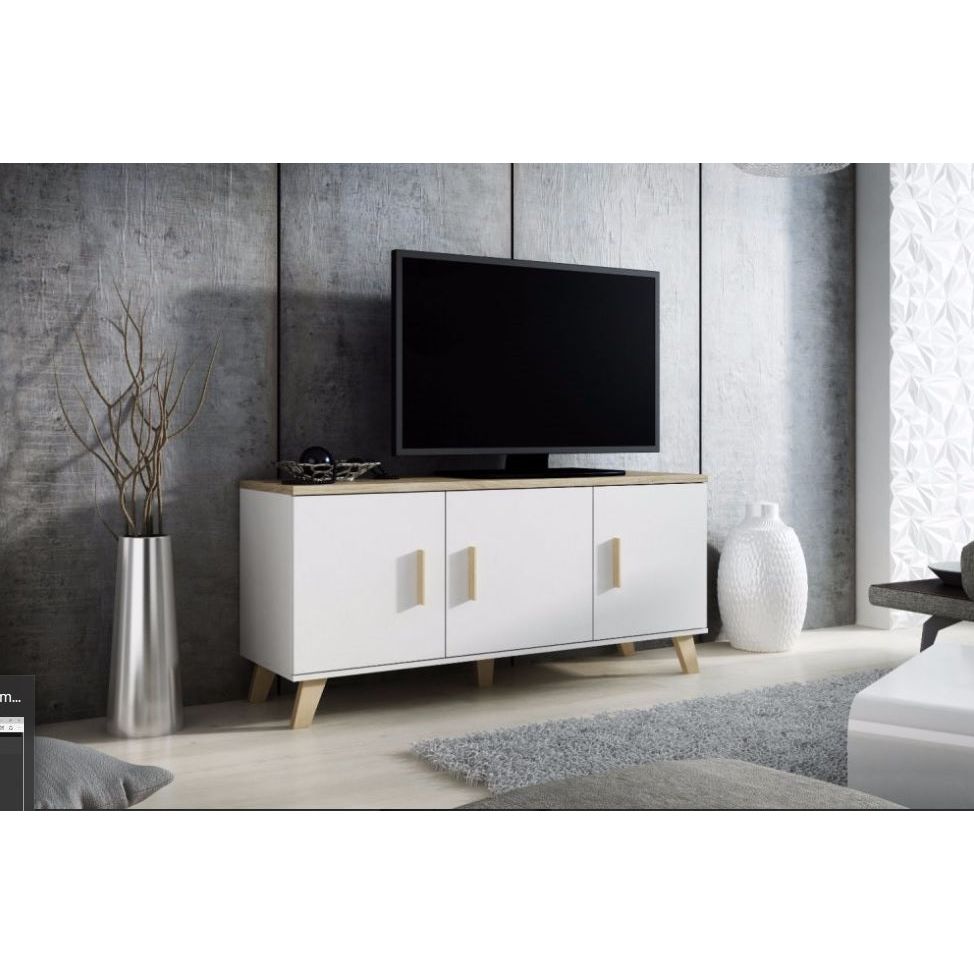Comoda 3 usi Lotta, alb/sonoma, 150x45x69 cm
