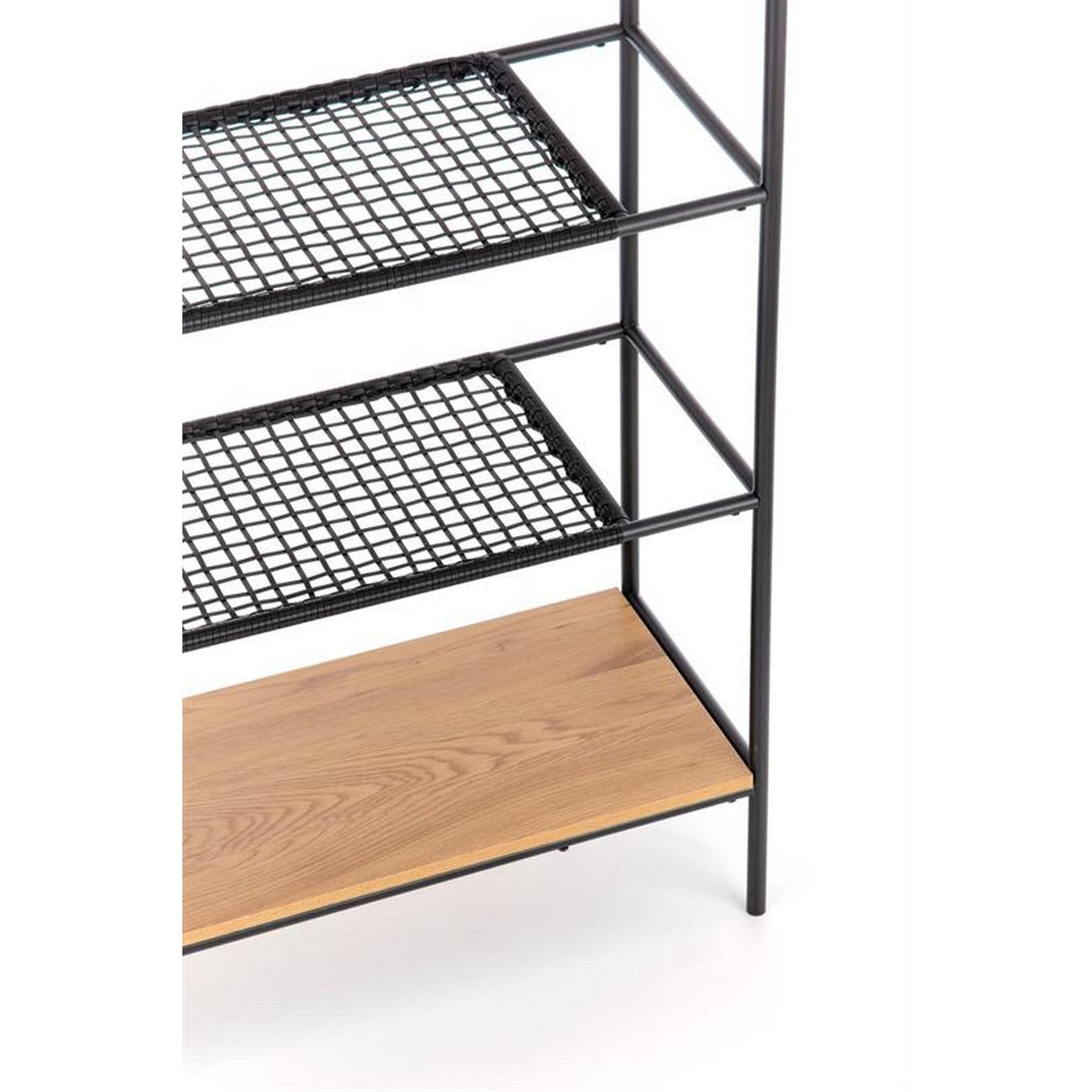 Etajera REG21, stejar auriu/negru, 111x34x129 cm
