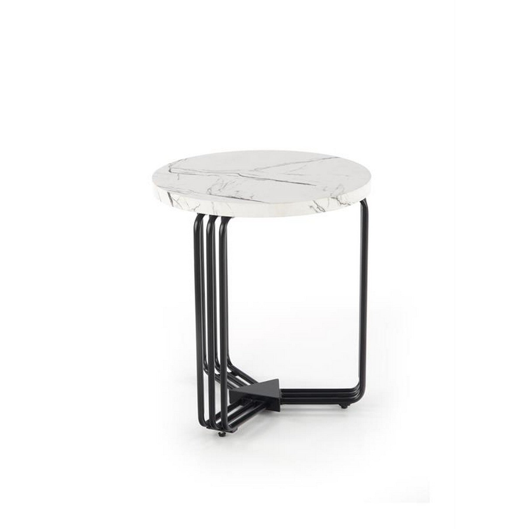 Masuta cafea rotunda Antica S, marmura alba/negru, 40x45cm
