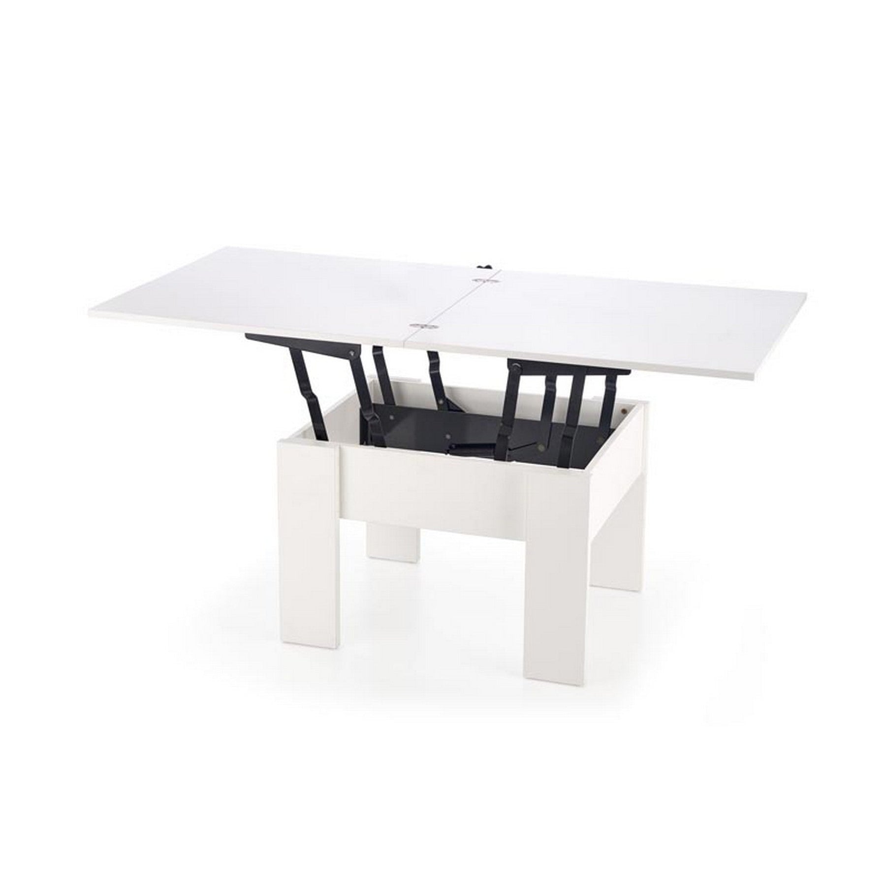 Masuta de cafea multifunctionala alba Serafin, 80/160X80X53/79 CM.