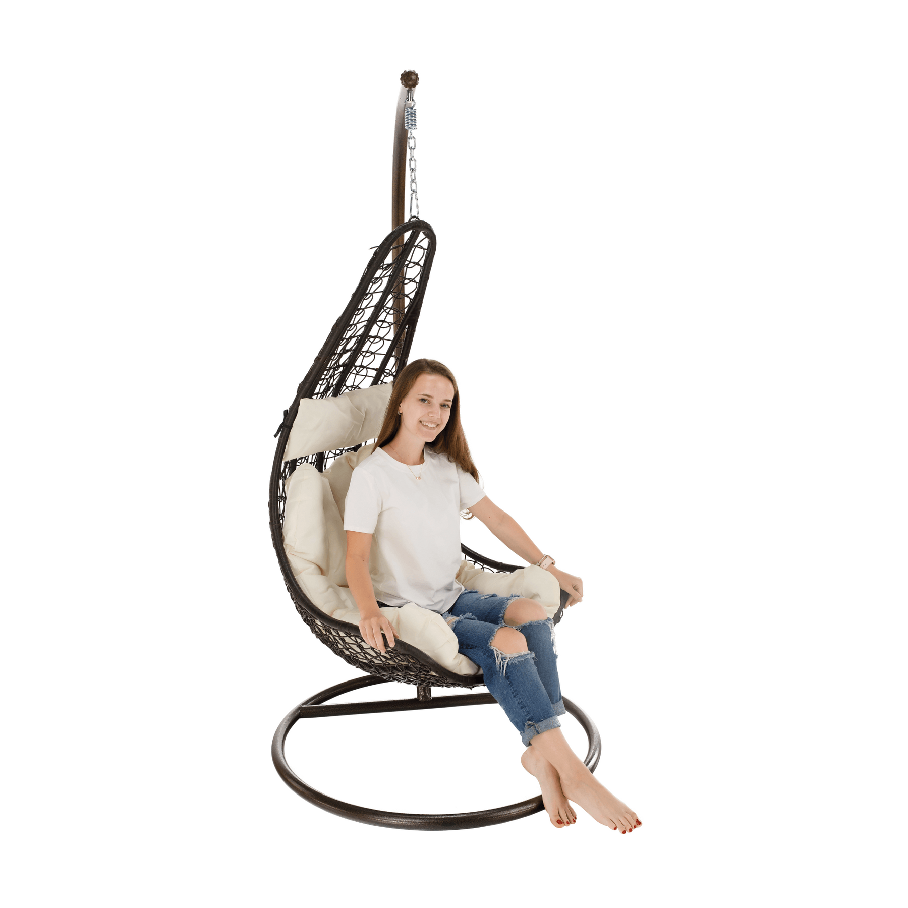Balansoar suspendat KALEA 2 NEW, maro/crem, 105x105x195 cm.