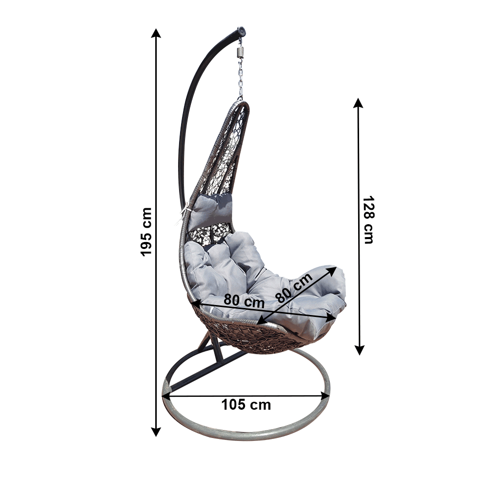 Balansoar suspendat KALEA 2 NEW, gri, 105x105x195 cm.