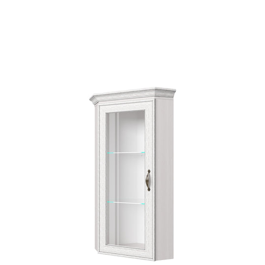 Vitrina de colt Tiffany (Tiffy), alb vintage, PAL, 52x52x122 cm