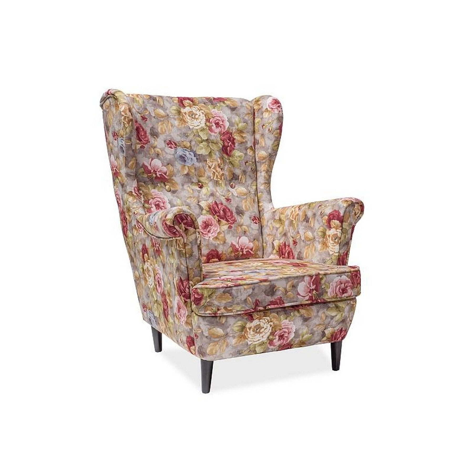 Fotoliu fix tapitat Lord, stofa multicolora, 82X92X101