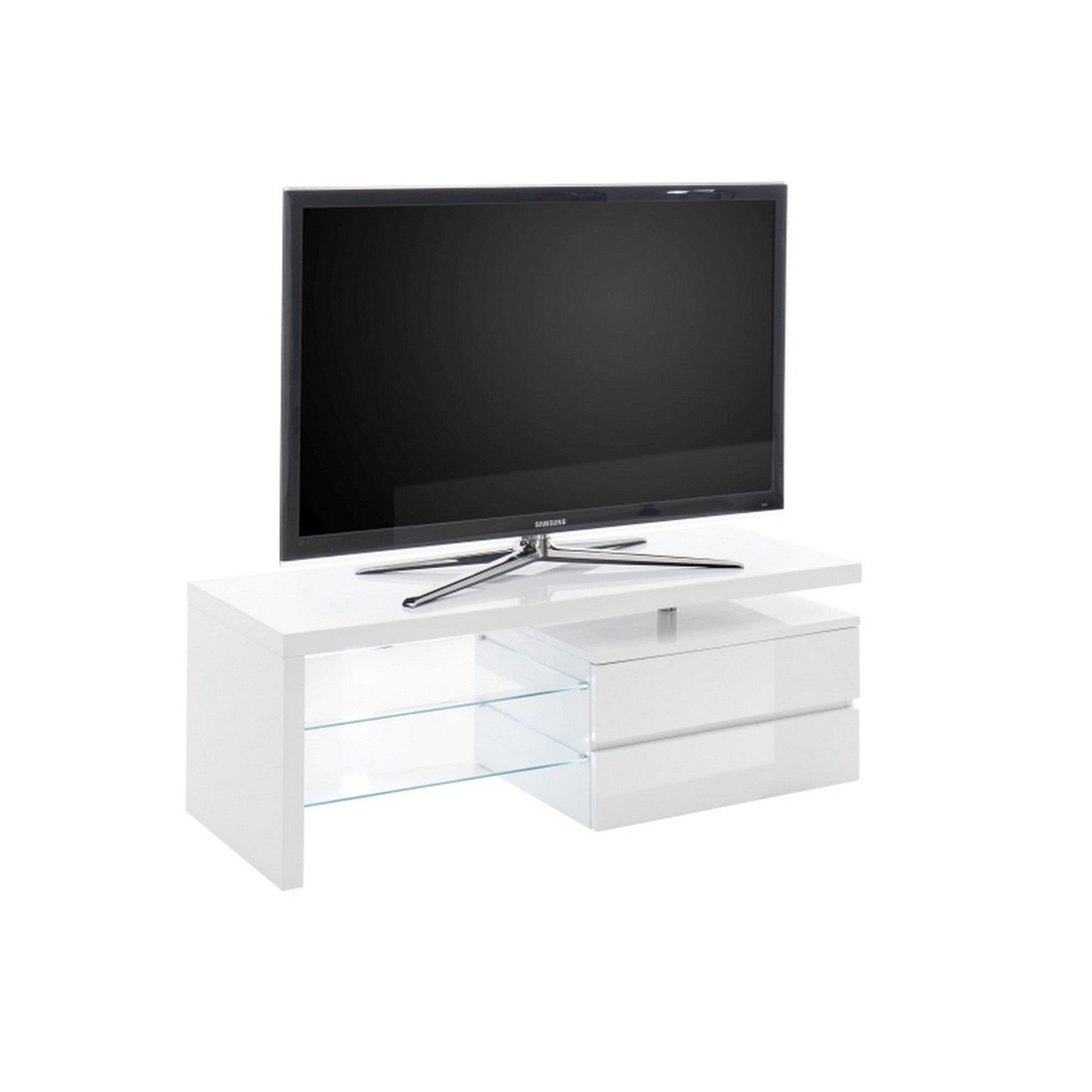 Comoda TV VIOLA,, alb lucios, 120x43x42 cm