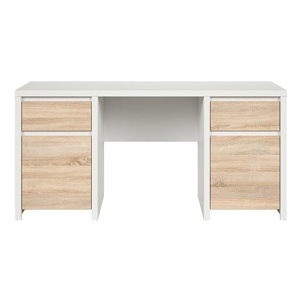 Birou calculator mare KASPIAN, alb mat/stejar sonoma, 160X65X77 CM