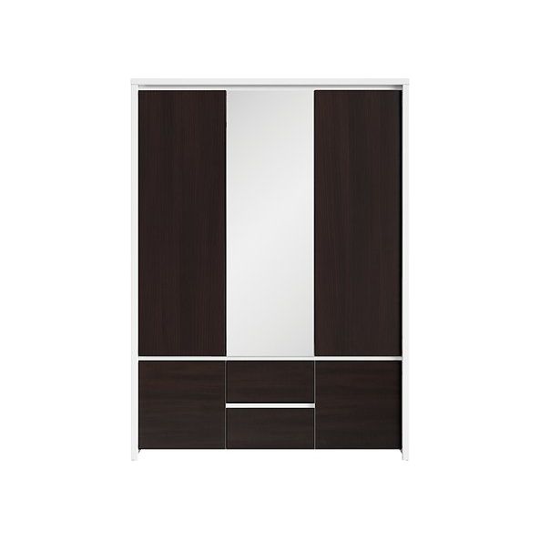 Dulap haine si incaltaminte alb mat-wenge Kaspian, 153.5X55.5X211 cm