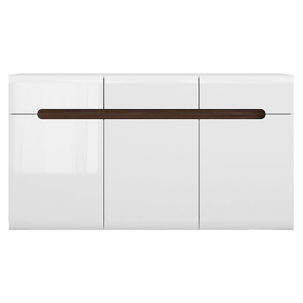 Comoda dormitor alb lucios Azteca Trio, 150X41X84 CM