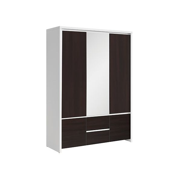 Dulap haine si incaltaminte alb mat-wenge Kaspian, 153.5X55.5X211 cm