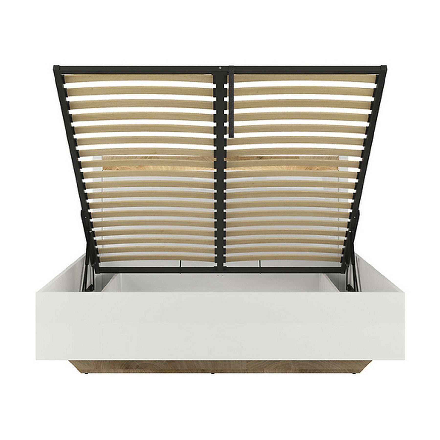 Pat Alameda alb 160x200 cm, cu somiera rabatabila, spatiu pentru depozitare si iluminare led