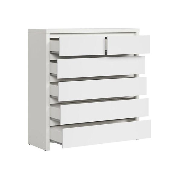 Comoda cu 6 sertare alb mat KASPIAN, KOM6S, 104,5X40.5X112 CM