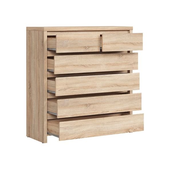 Comoda cu 6 sertare stejar sonoma KASPIAN, KOM6S, 104,5X40.5X112 CM