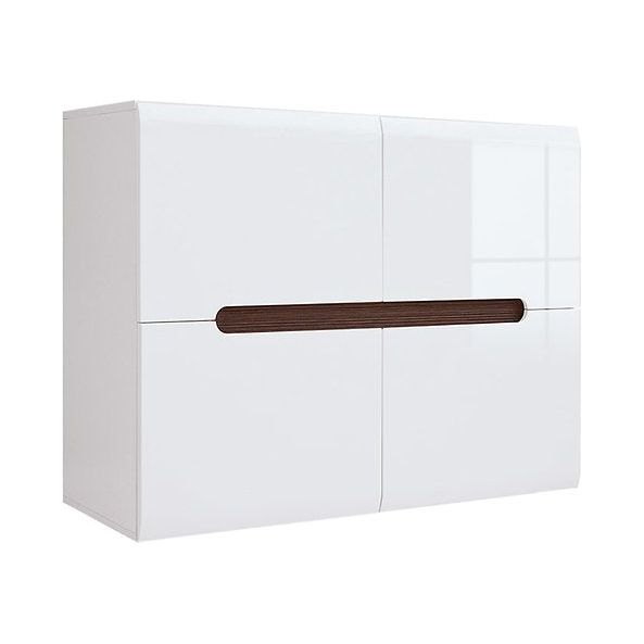 Comoda pentru hol 4 usi alb lucios AZTECA TRIO, 105X41X84 CM
