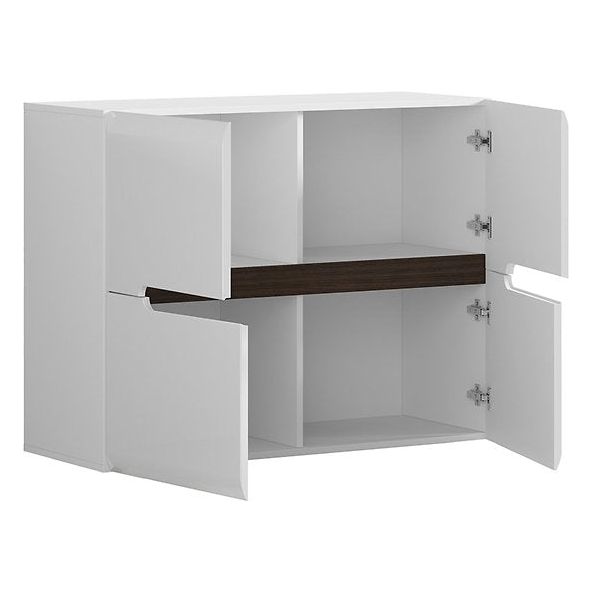 Comoda pentru hol 4 usi alb lucios AZTECA TRIO, 105X41X84 CM