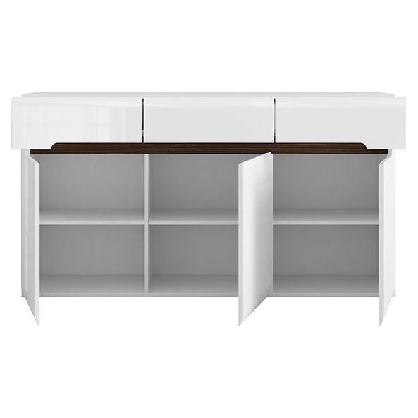 Comoda dormitor alb lucios Azteca Trio, 150X41X84 CM