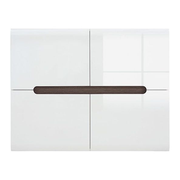 Comoda pentru hol 4 usi alb lucios AZTECA TRIO, 105X41X84 CM