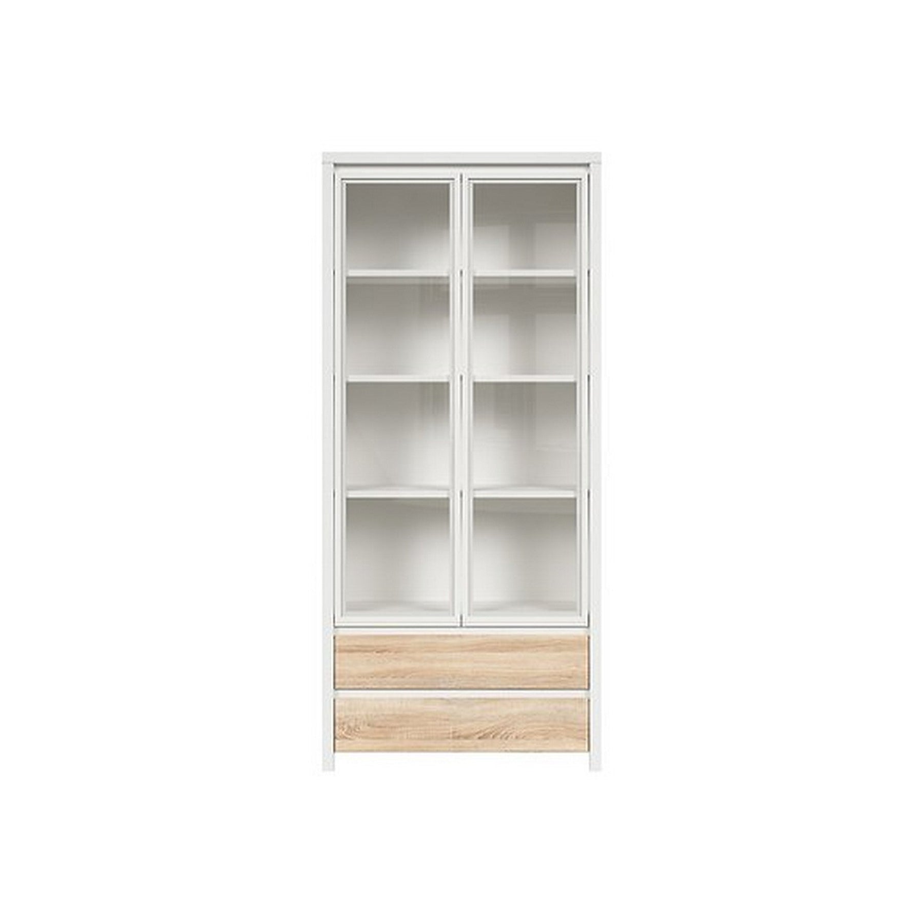 Vitrina living moderna alb/sonoma Kaspian, 90X40,5X200,5 CM