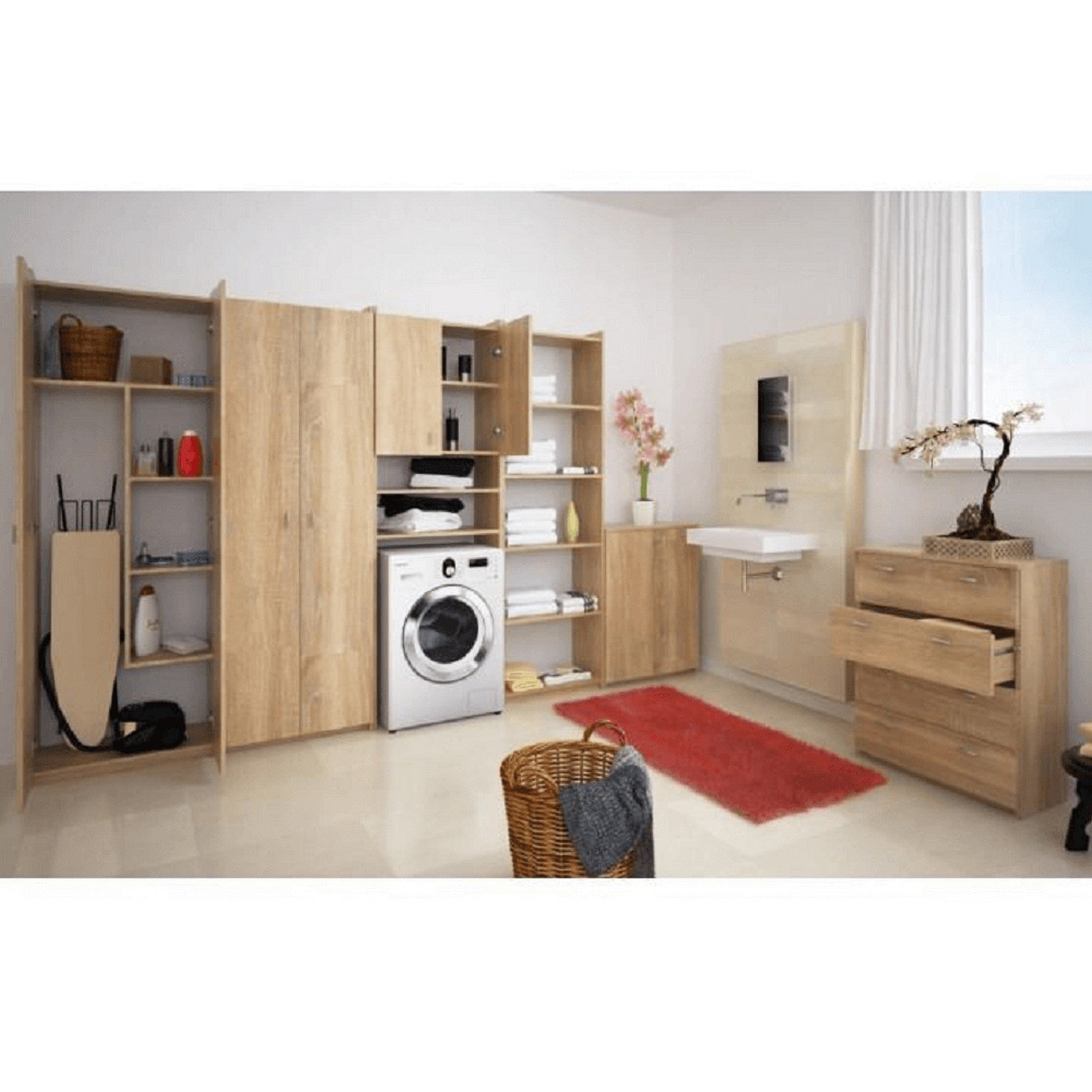 Dulap pentru masina de spalat NATALI sonoma, 64x32x190 cm