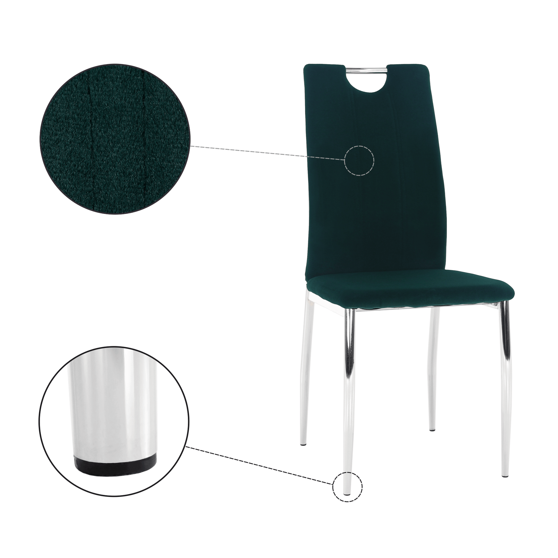Scaun bucatarie OLIVA NEW, stofa catifelata verde inchis, 42x52x97 cm.