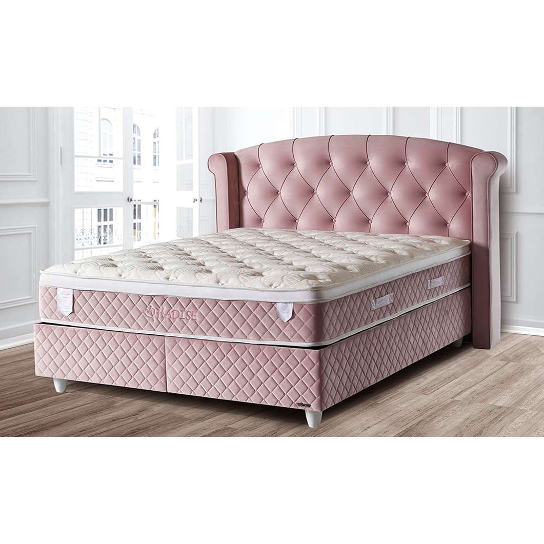 Pat elegant Visco Lux roz, cu lada pentru depozitare, 140x200 cm