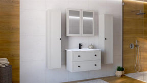Dulap baie TORETO, casmir mat, PAL laminat, cu oglinzi, 80x15x70 cm