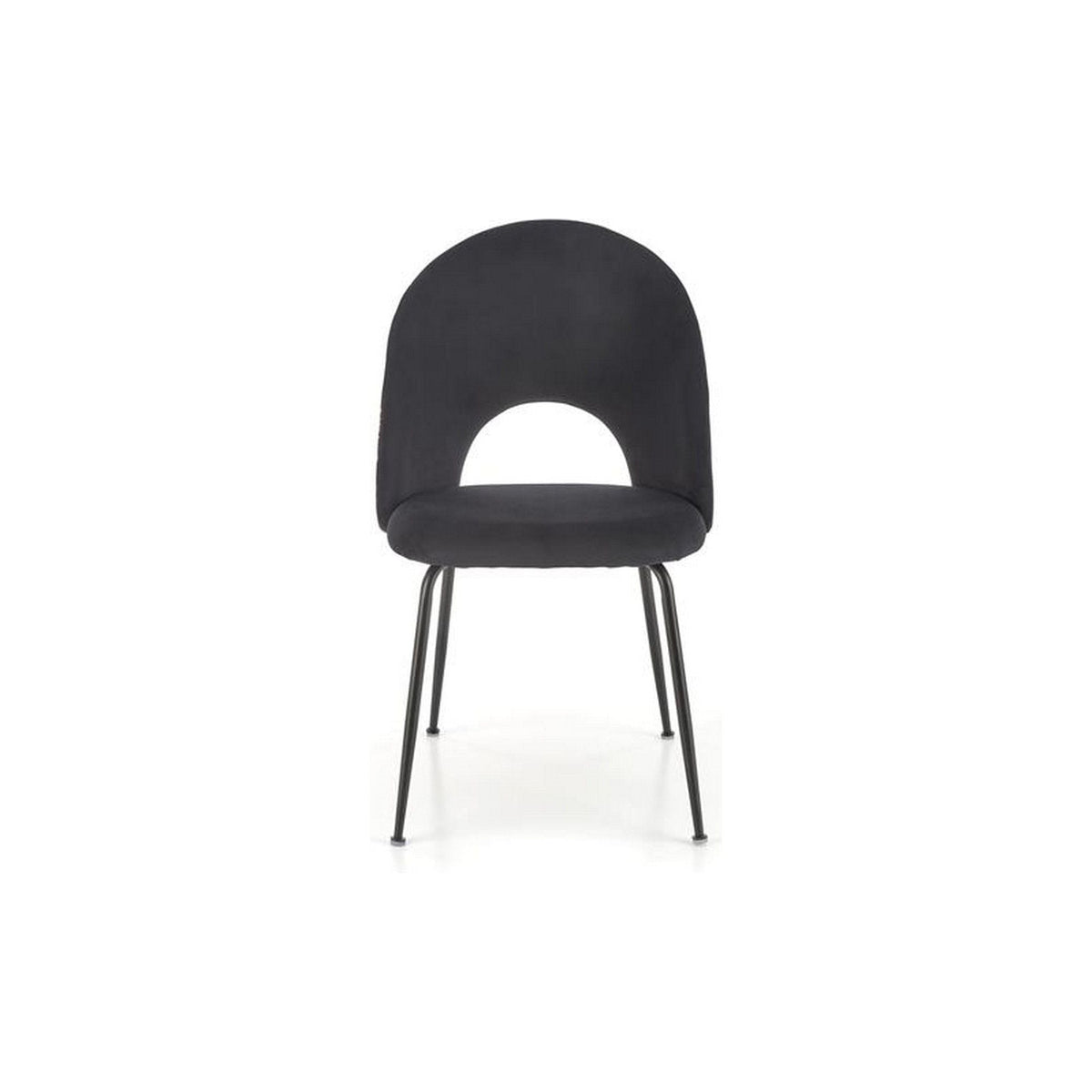 Scaun tapitat K505, negru, cu imprimeu floral, stofa catifelata, 51x55x86 cm