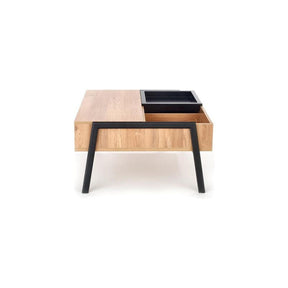 Masuta de cafea PODIUM, stejar natural/negru furniruit, cu spatiu depozitare, 85x80x43 cm