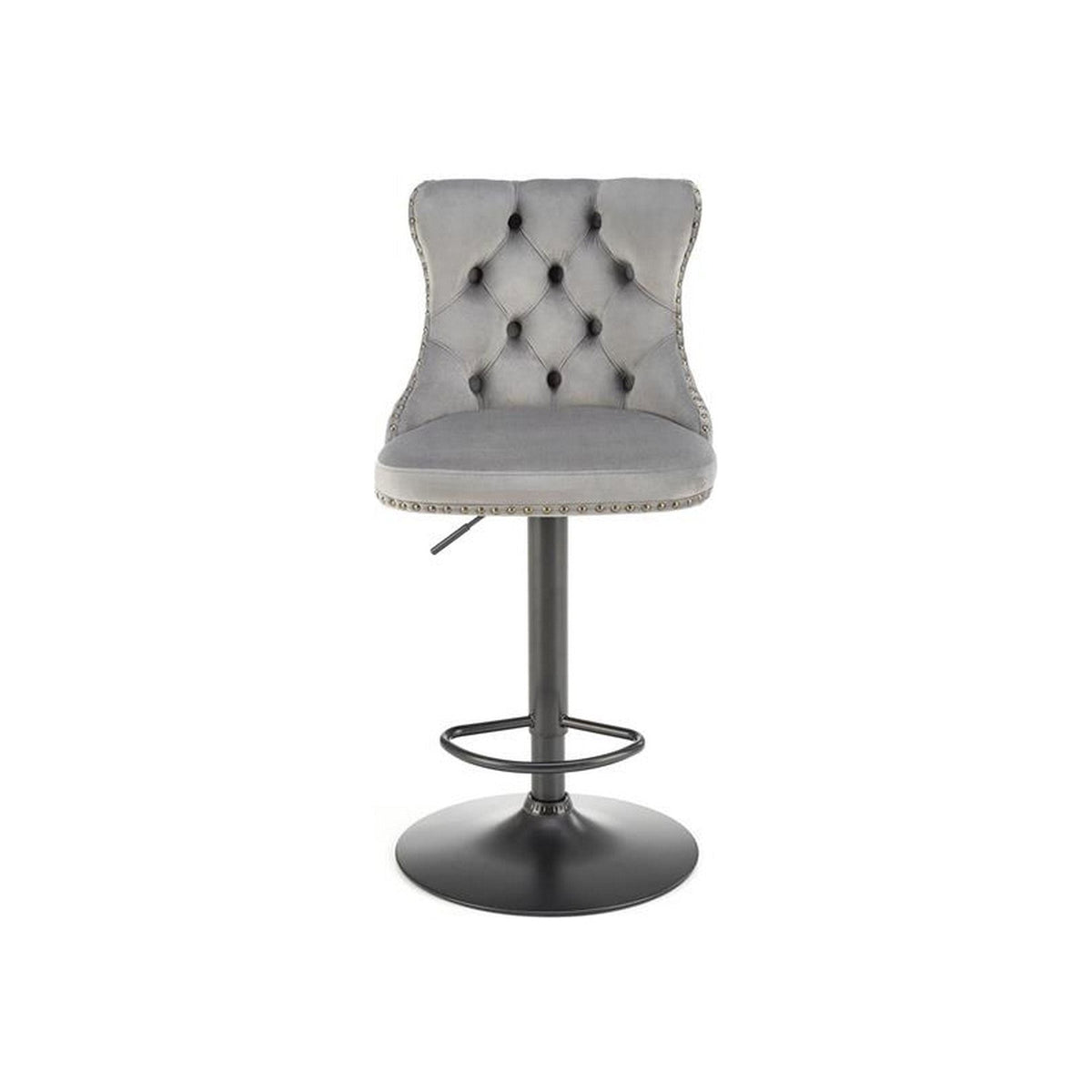 Scaun de bar H117, gri/negru, stofa catifelata, 47x52x96 cm