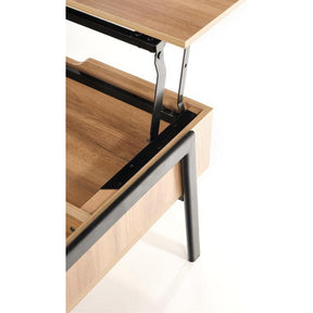 Masuta de cafea PODIUM, stejar natural/negru furniruit, cu spatiu depozitare, 85x80x43 cm