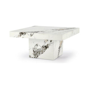 Masuta de cafea MONOLIT, marmura alba furniruit, 80x41 cm