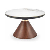Masuta de cafea GENESIS, marmura alba/nuc, ceramica, 70x43 cm